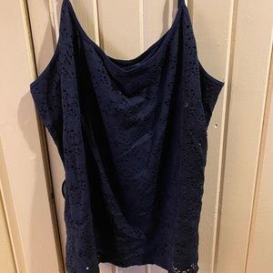 Navy Blue Lace-Front Cami